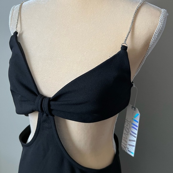 NWT Almost Famous gorgeous black cut out dress with rhinestone straps! - Picture 2 of 12